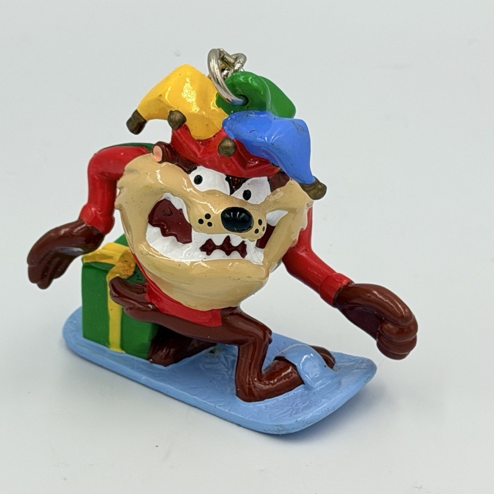 VTG Taz Tasmanian Devil Christmas Keychain Snowboard Lights Gift Warner Bros